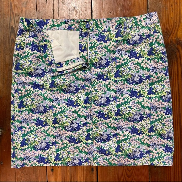 Talbots A-LINE STRETCH SKIRT FLOWER PRINT Size 16 Green Blue Pink Casual Spring - Picture 6 of 10